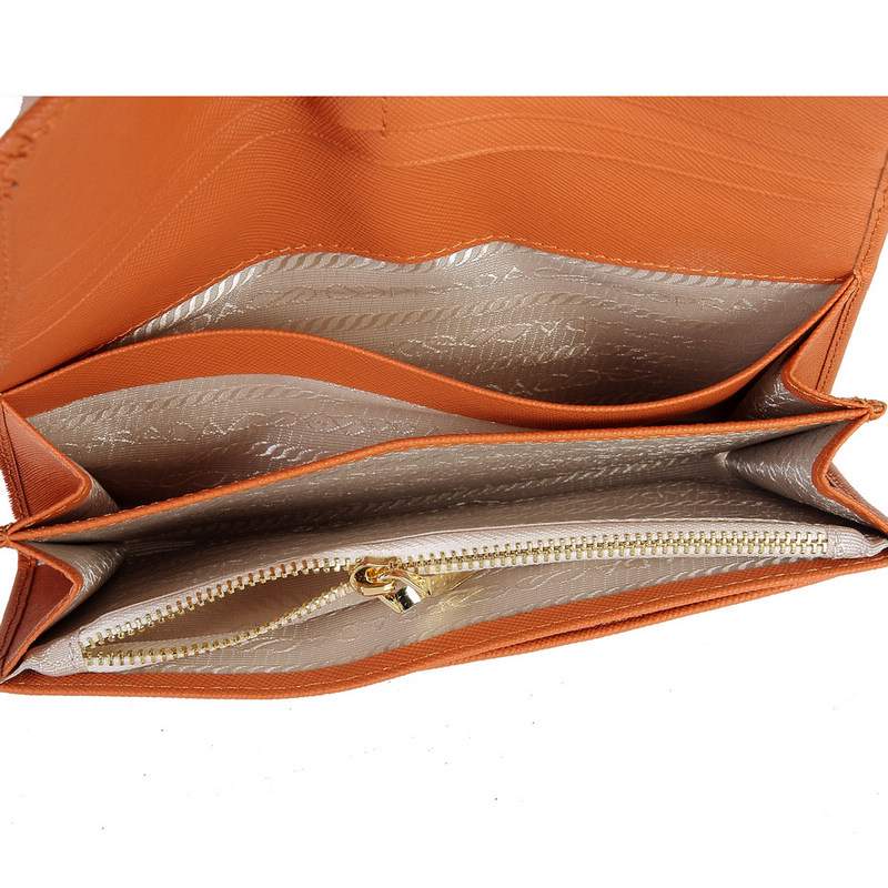 Knockoff Prada Real Leather Wallet 1141 orange